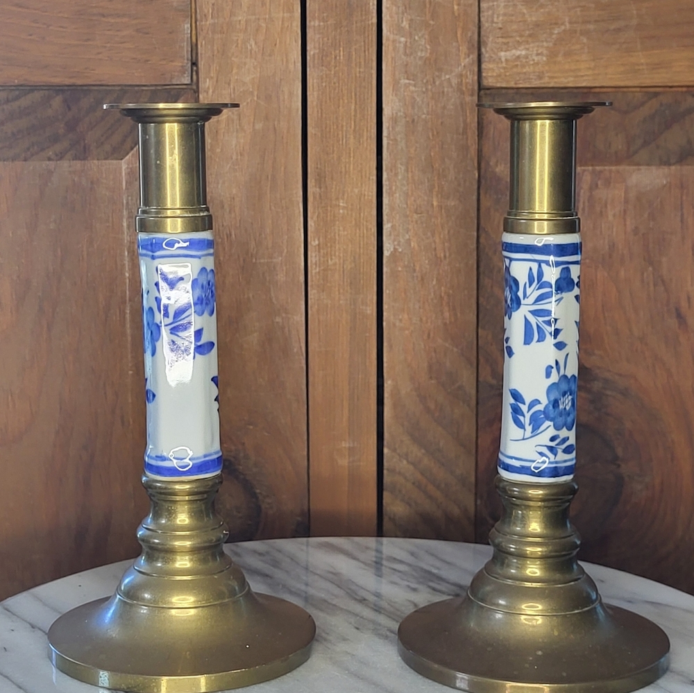 Brass Chinoiserie Candle Holders - Picture 9 of 12